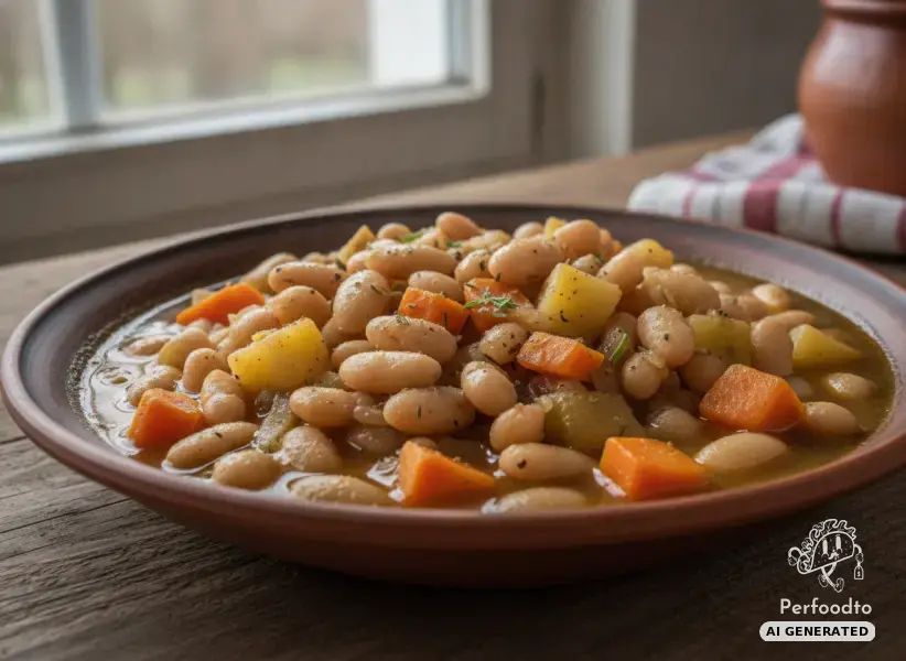 Hearty bean stew with potatoes and root vegetables