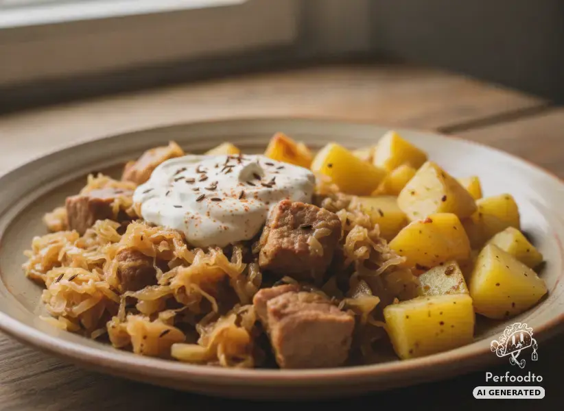 Traditionelles Szegediner Krautfleisch mit Erdäpfeln