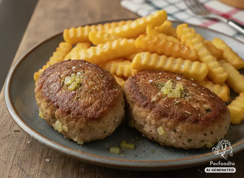 Meat patties with crispy potatoes
