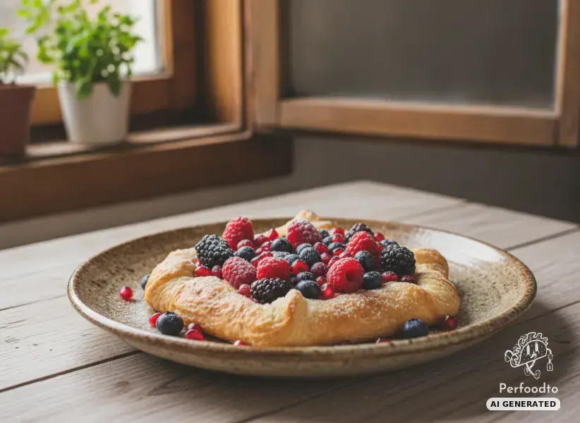 Puff pastry with berries and pomegranate