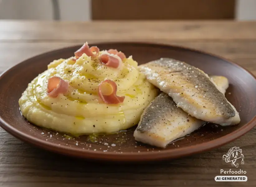 Creamy mashed potatoes from the Thermomix with steamed pike-perch