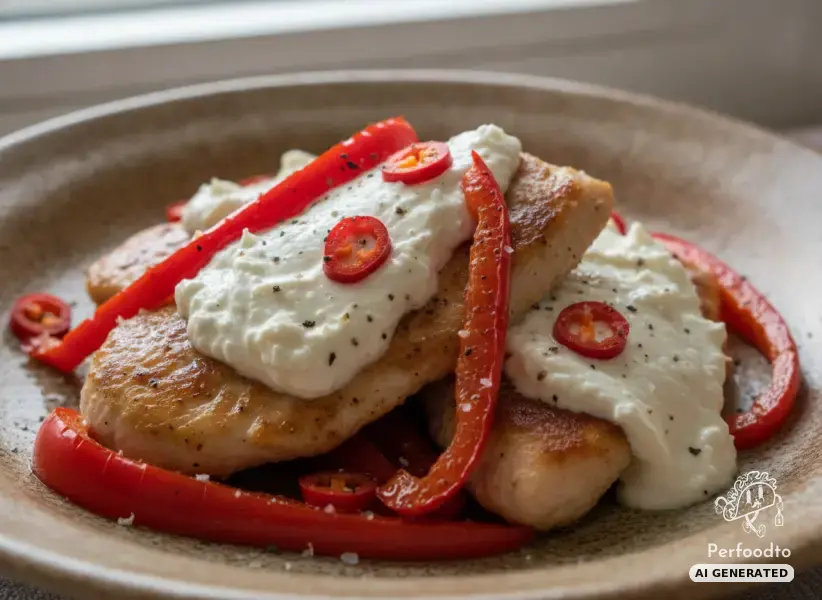 Chicken fillet with peppers and cream cheese
