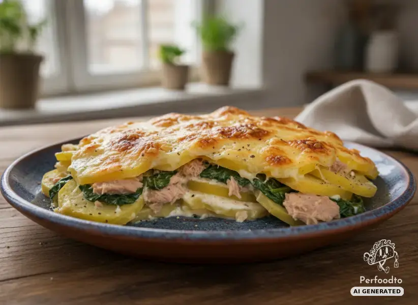 Kartoffelauflauf mit Thunfisch und Spinat
