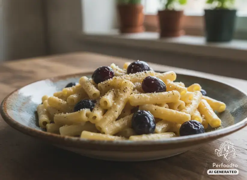 Italienische Maccheroni in cremiger Gorgonzolasauce mit süßen Trauben