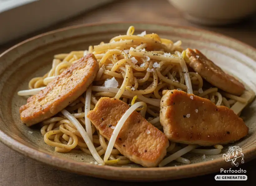 Asiatische Putenpfanne mit Woknudeln und Bambussprossen