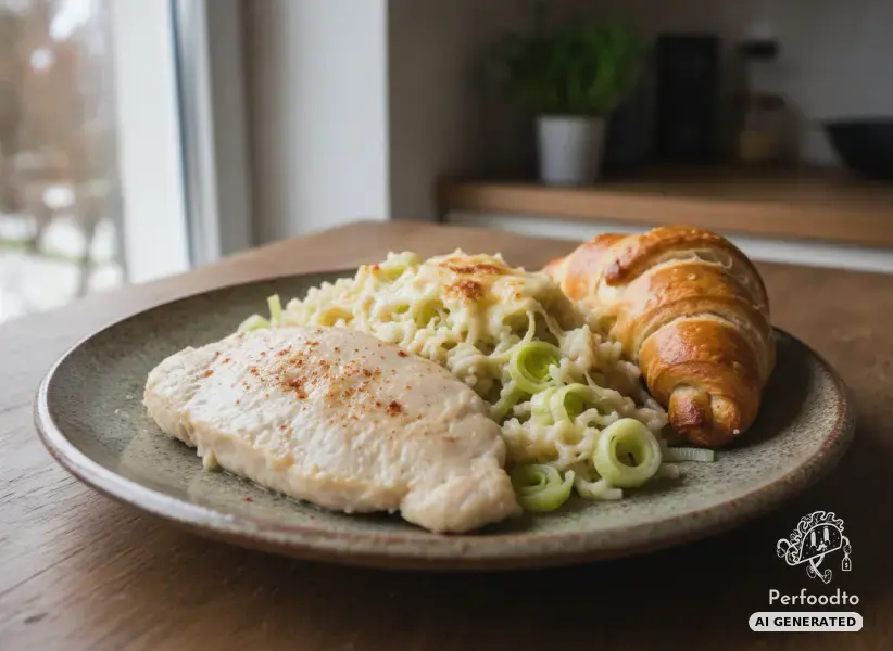 Steamed chicken fillet with basmati rice and leek from the Thermomix