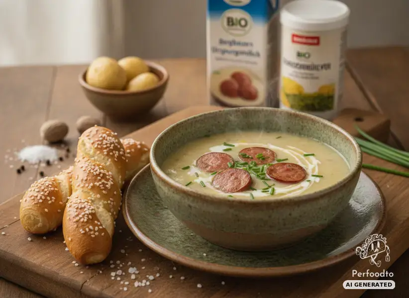 Cremige Erdäpfelsuppe aus dem Thermomix mit Cabanossi