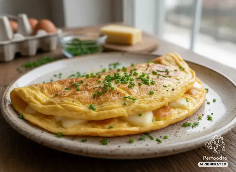 Fluffy cheese omelet with chives