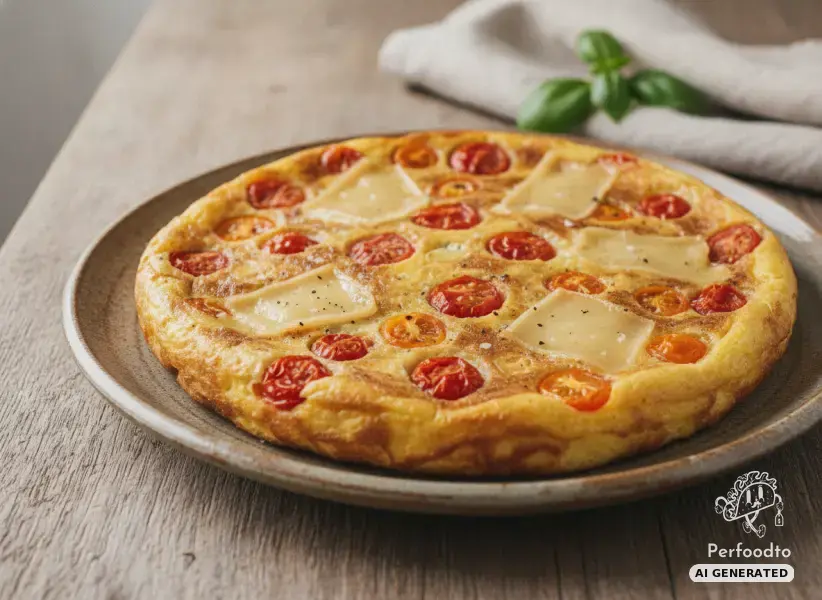 Organic frittata with cherry tomatoes and mountain cheese