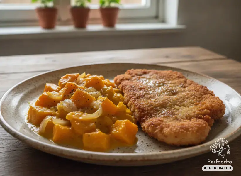 Putenschnitzel mit cremigem Kürbisgemüse