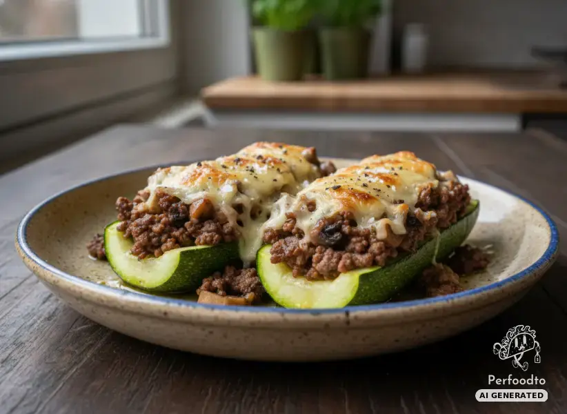 Stuffed zucchini with minced beef and cheese