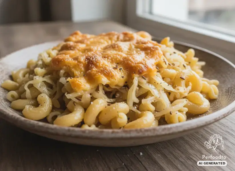 Pasta with white cabbage and mountain cheese