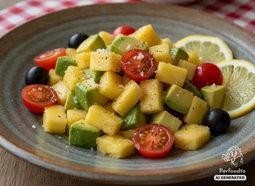 Fruity salsa with pineapple, avocado and cherry tomatoes