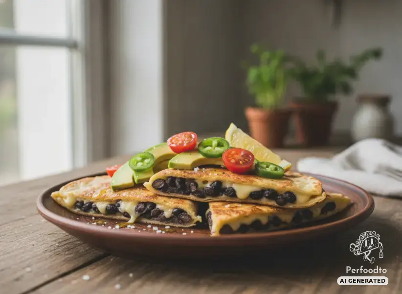 Mexikanische Quesadillas mit schwarzen Bohnen und Avocado