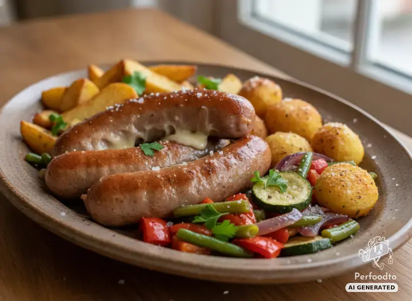 Käsegriller mit Kartoffeln und Gemüse